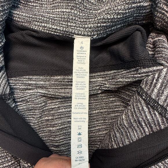 LULULEMON Base Runner Half-Zip Sweater Grey and Black Herringbone Size 4 - Picture 5 of 16